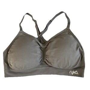 Ryka Women's Racerback Padded Sports Bra Size L Gray Adjustable Stretch Pullover